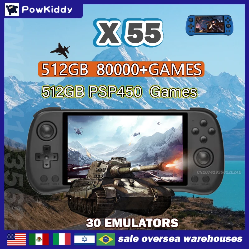 Retro Gaming Mobile - 80000 giochi 512G POWKIDDY X55 Schermo
