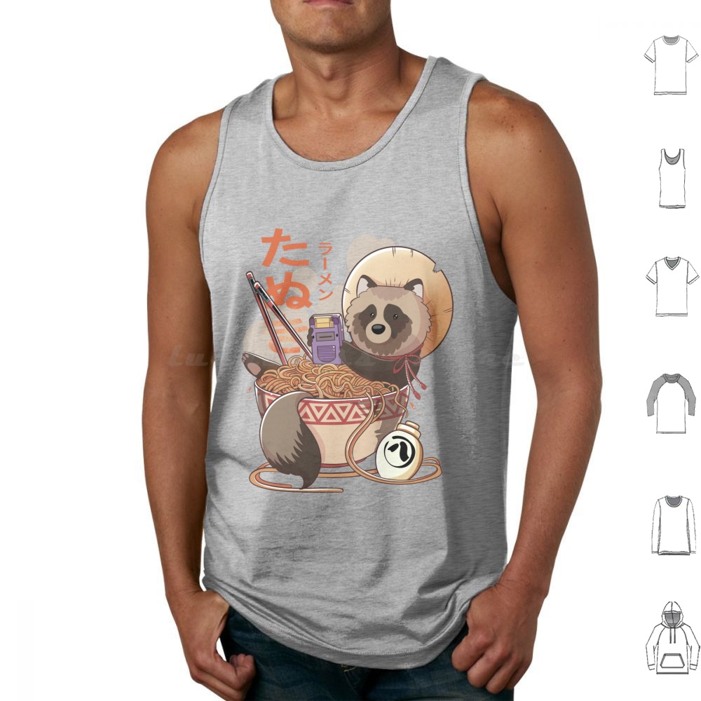 Retro Gaming Japan - Tanuki Ramen Canotte Stampa Cotone Tanuki