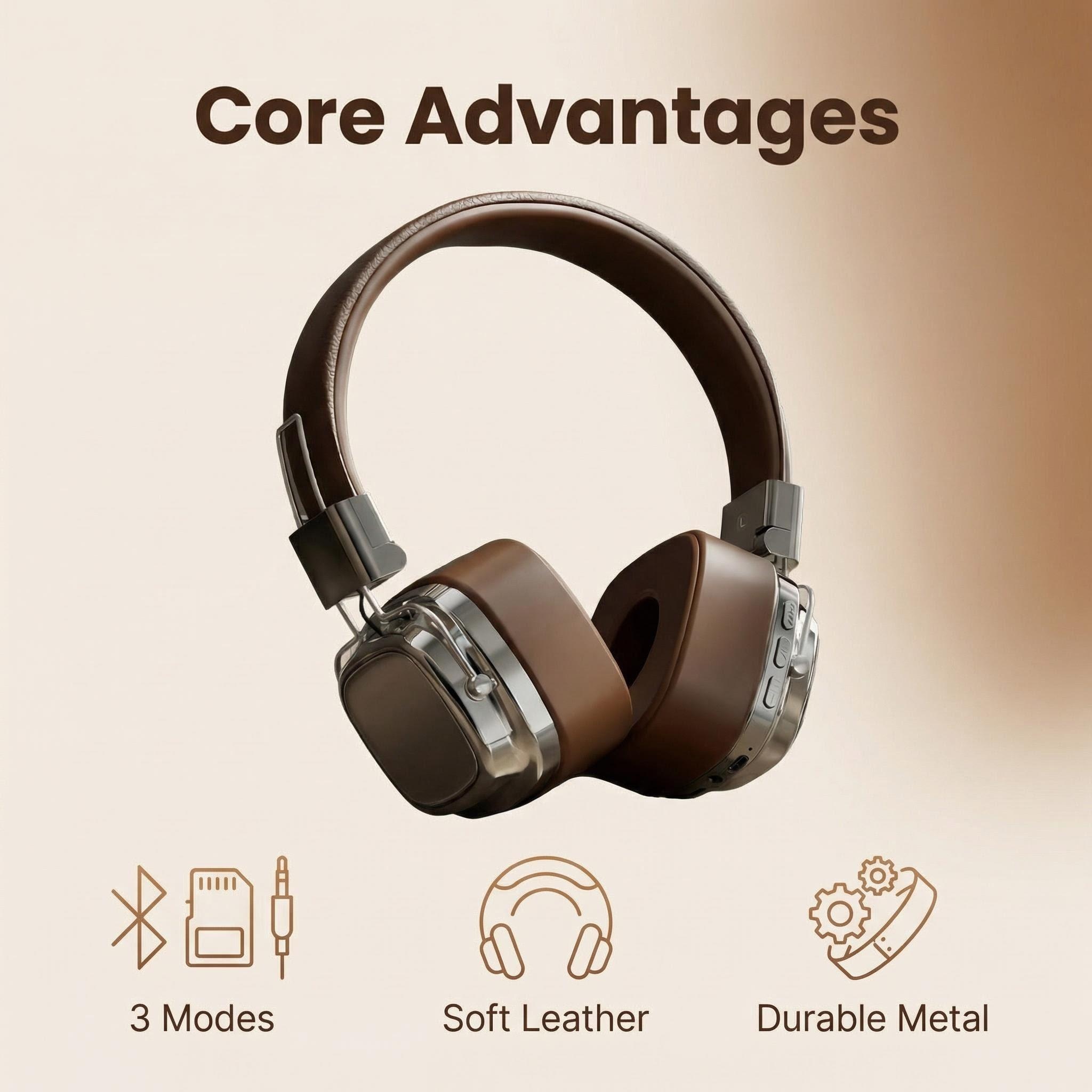 Retro Gaming Mobile - Cuffie Retrò in Pelle Over-Ear Wireless