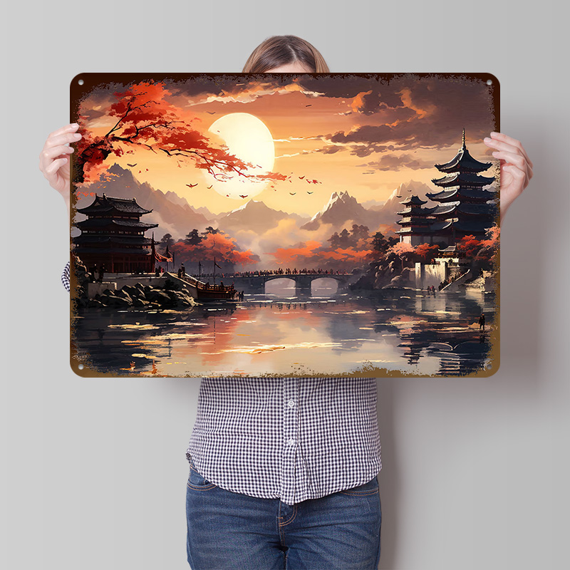 Retro Gaming Japan - Poster con Paesaggio Giapponese, Arte Murale
