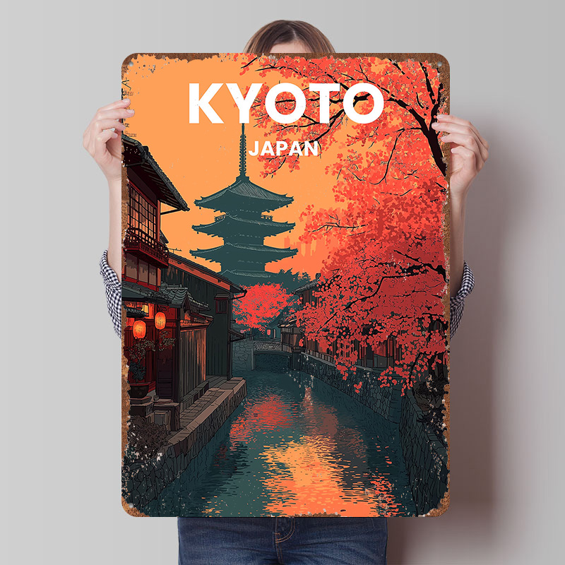 Retro Gaming Kyoto - Poster in Metallo Pagoda di Kyoto
