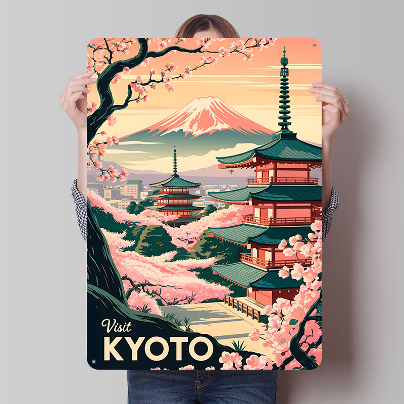 Retro Gaming Kyoto - Visita Kyoto: Poster Metallico Paesaggio Giapponese,